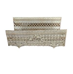 Vintage Silver Embossed Rose Tissue Holder Mail Holder Metal Hollywood Glam